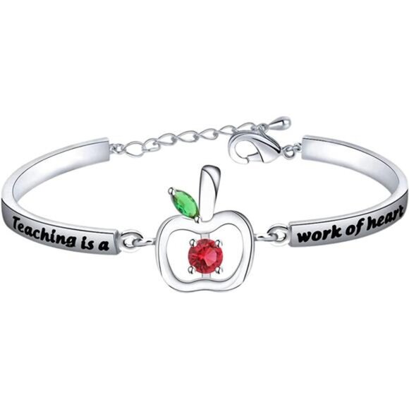Teacher Bracelet Appreciation Gift Teaching is a Work of Heart Teacher Jewelry - Picture 1 of 7